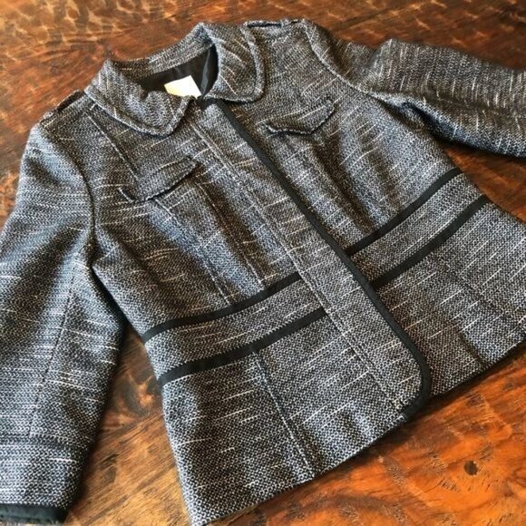 Halogen Textured Blk & White Woven Textured Blazer 8P - Picture 1 of 11